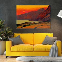 nicholas roerich monhegan maine print on canvas, landscape nature, sunset art, classic art home decor, reproduction, can