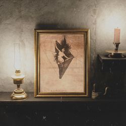 otto henry bacher - vintage woman spider print on canvas or fine art paper reproduction canvas canvas print dark wall ar