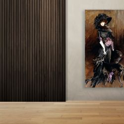 marchesa luisa casati with a greyhound giovanni boldini high quality print on canvas famous art canvas reproduction, sen
