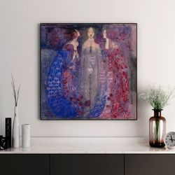 margaret macdonald mackintosh - the three perfumes print on canvas, large wall art, boudoir decor, retro style gift, fam