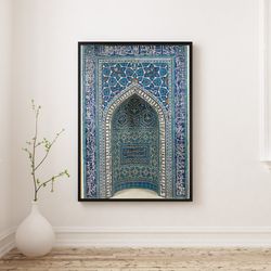 mihrab - prayer niche (14th century), mecca print on canvas, muslim mosque, islam, iran art vintage style gift religious