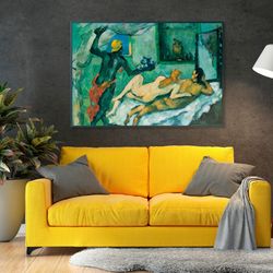 paul cezanne afternoon in naples print on canvas, erotic print, gallery wrapped, reproduction, giclee canvas, female nud