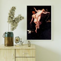 luis ricardo falero, the balance of the zodiac erotic home wall decor print on canvas or paper, gift for him, bedroom de