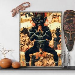 maestro dell'avicenna, paradiso e inferno master of avicenna, heaven and hell print on canvas, living room decor, dark w