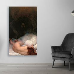 leo putz - vanitas (1896) classic art print on canvas or paper canvas painting, living room wall art nude naked woman gi