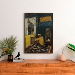 osman hamdi bey hodja reading the koran reproduction of classic painting, fine art home decor, famous paintings, east re