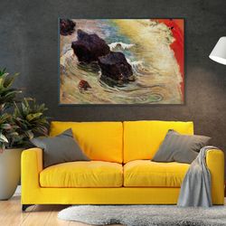 paul gauguin - the wave print on canvas, large wall art, original art, giclee print on canvas, sea painting, home decor,