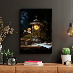 old clock aesthetic, botanical art print, vintage woodland decor for living room, botanical wall art, nature inspired wa