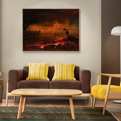 pandemonium by john martin on canvas or poster, unique wall art, framed artwork, ready to hang pandmonium art, louvre, l