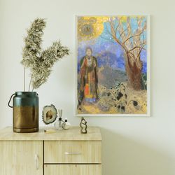 odilon redon the buddha canvas wall art, buddha art, print for gift, ready to hang, buddha painting, home decor, bedroom