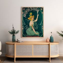 nover absinthe blanqui (1900) alcohol poster, absinthe, art nouveau vintage poster, giclee large wall art, modern art, r