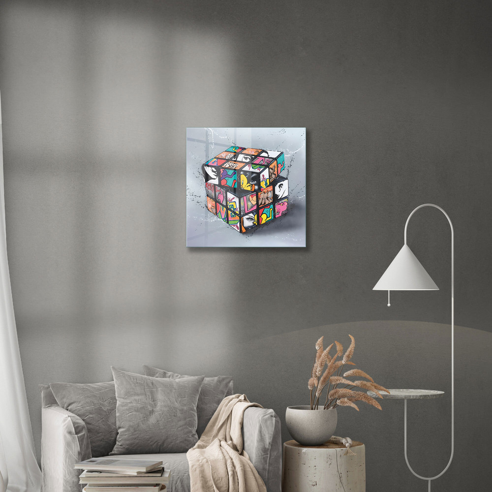 Glass Wall Art, Banksy Cartoon Wall Art, Tempered Glass Wall Art, Large Wall Art, Banksy Wall Decor, Banksy Cube Tempered Glass.jpg