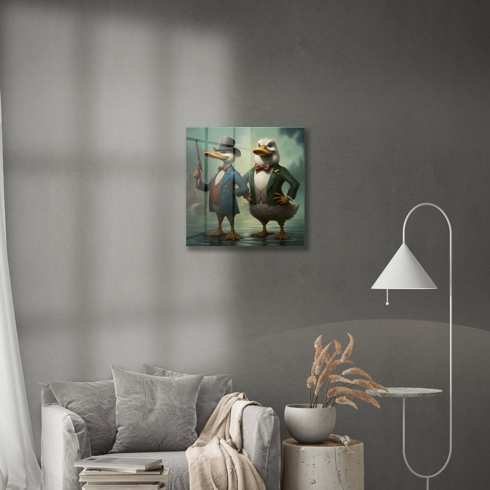 Glass Wall Art, Duck Wall Art, Tempered Glass Wall Art, Wall Hangings, Large Wall Art, Animal Wall Decor, Funny Duck Tempered Glass.jpg