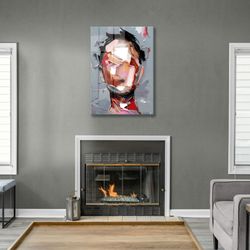 glass wall art, abstract face wall art, tempered glass wall art, wall hangings, surreal human wall decor, modern face te