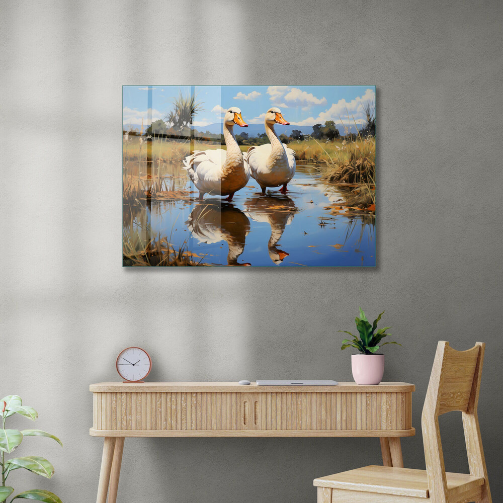 Glass Wall Art, Geese Wall Art, Tempered Glass Wall Art, Wall Hangings, Large Wall Art, Landscape Wall Decor, Nature Tempered Glass.jpg