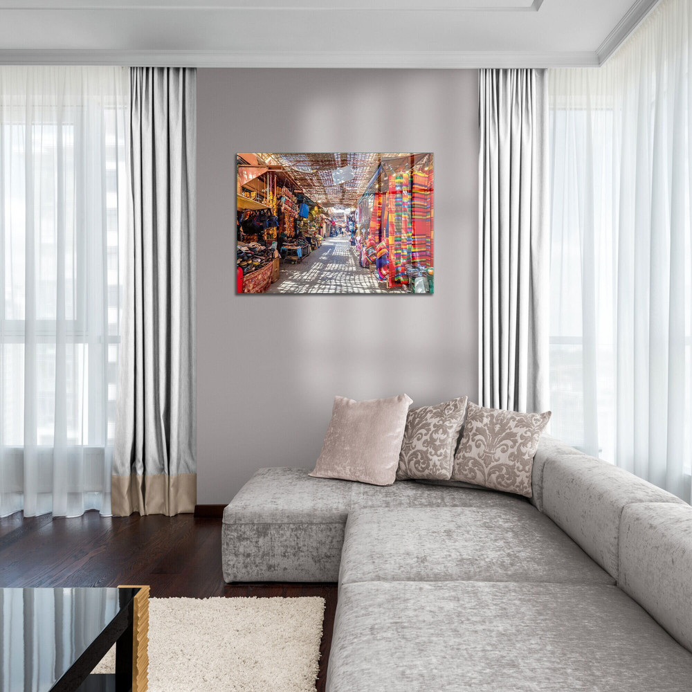 Glass Wall Art, Bazaar Wall Art, Tempered Glass Wall Art, Wall Hangings, Living Room Wall Decor, Old Medina Marrakech Tempered Glass.jpg