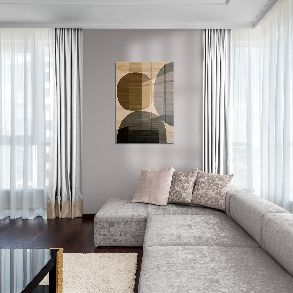Glass Wall Art, Geometric Lines Wall Art, Tempered Glass Wall Art, Wall Hangings, Brown Shapes Wall Decor, Minimalist Tempered Glass.jpg