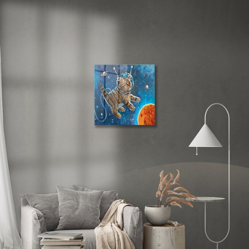 Glass Wall Art, Astronaut Cat Wall Art, Tempered Glass Wall Art, Wall Hangings, Large Wall Art, Cat Wall Decor, Animal Tempered Glass.jpg