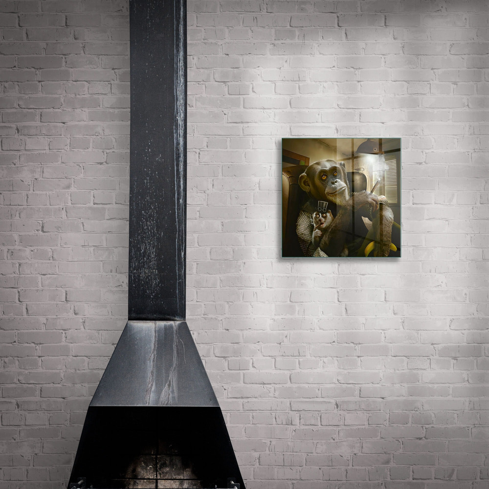 Glass Wall Art, Cigar Smoking Monkey Wall Art, Tempered Glass Wall Art, Large Wall Art, Animal Wall Decor, Cool Monkey Tempered Glass.jpg