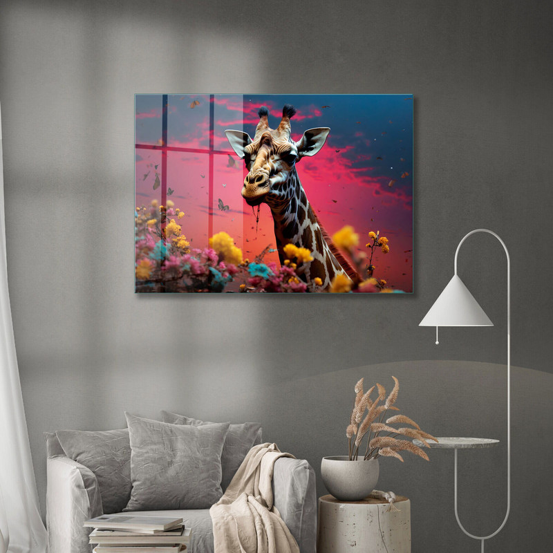 Glass Wall Art, Giraffe Wall Art, Tempered Glass Wall Art, Wall Hangings, Large Wall Art, Wild Life Wall Decor, Exotic Tempered Glass.jpg
