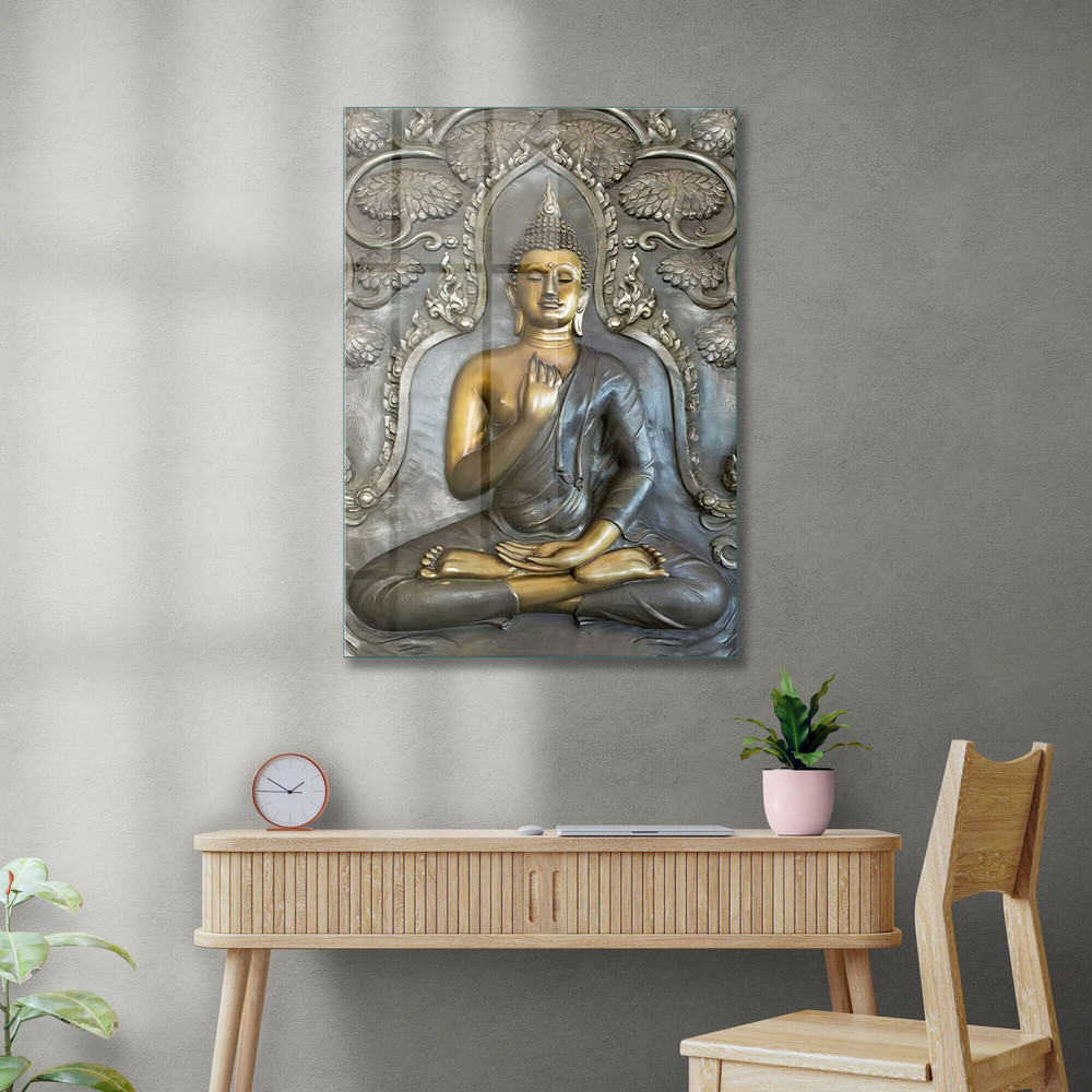 Glass Wall Art, Asian Buddha Wall Art, Tempered Glass Wall Art, Wall Hangings, Meditation Wall Decor, Gift for Buddhist Tempered Glass.jpg