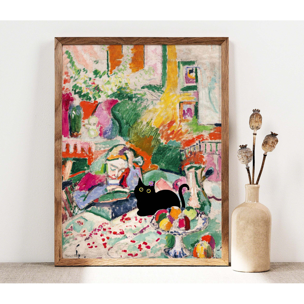 Black Cat Print, Matisse Cat Poster, Henri Matisse Cat Art, Matisse Cat Print, Funny Cat print, Funny gift Idea, Home decor Poster PS0474.jpg