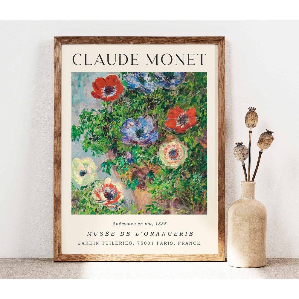 Claude Monet Anemones in Pot Print, Flowers Poster, Monet Wall Art Print, Poster Wall Art, Exibition poster, Gallery Wall, Floral PS0468.jpg