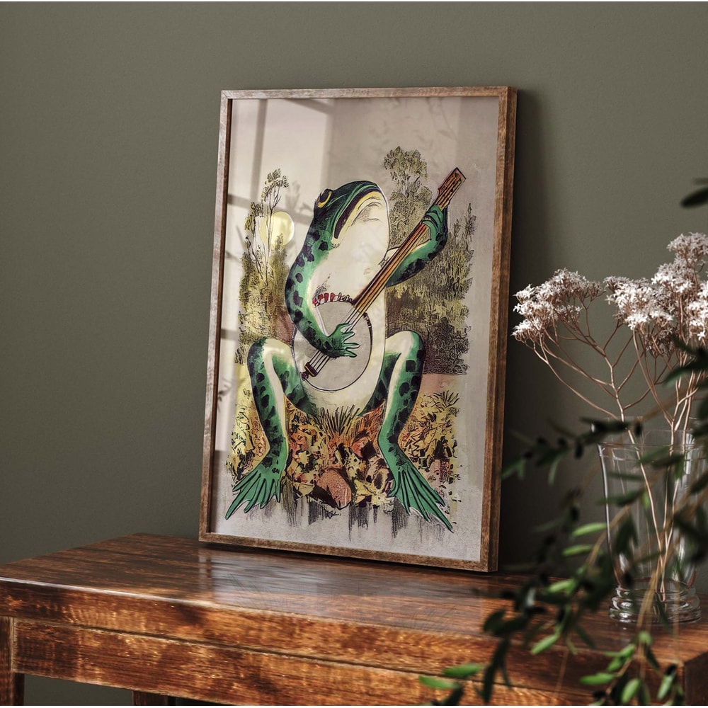 A Frog Playing Banjo in The Moonlight Vintage Poster, Art Deco, Vintage Print, Colorful Wall Art, Large Wall Art Print, Retro Poster PS0288.jpg