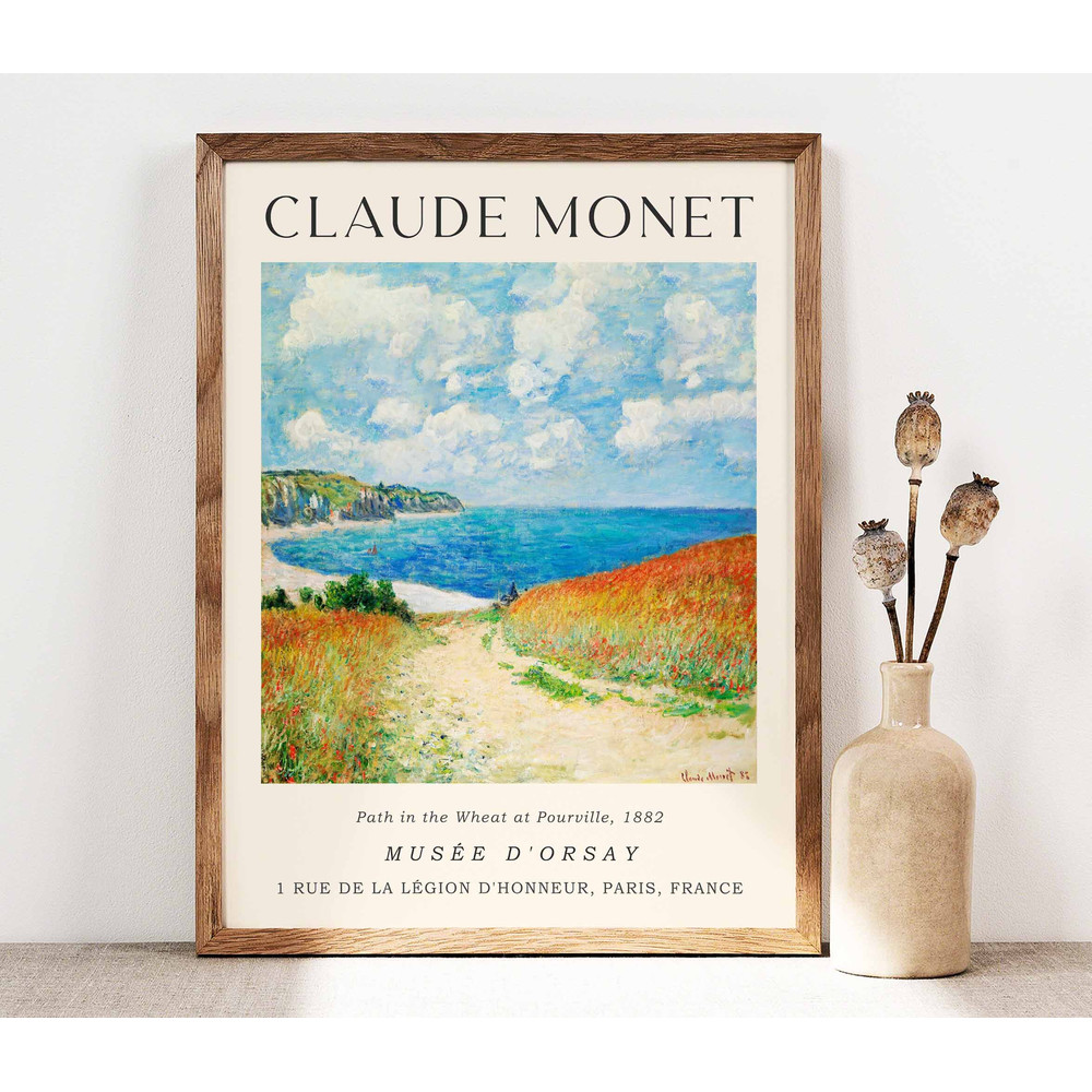 Claude Monet Path in the Wheat at Pourville Poster, Monet Wall Art Print, Monet Exhibition poster Print, Gallery Wall Art, Beach Sea PS0207.jpg