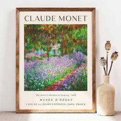claude monet the artists garden in giverny poster, monet wall art print, poster wall art, botanical poster, art gallery