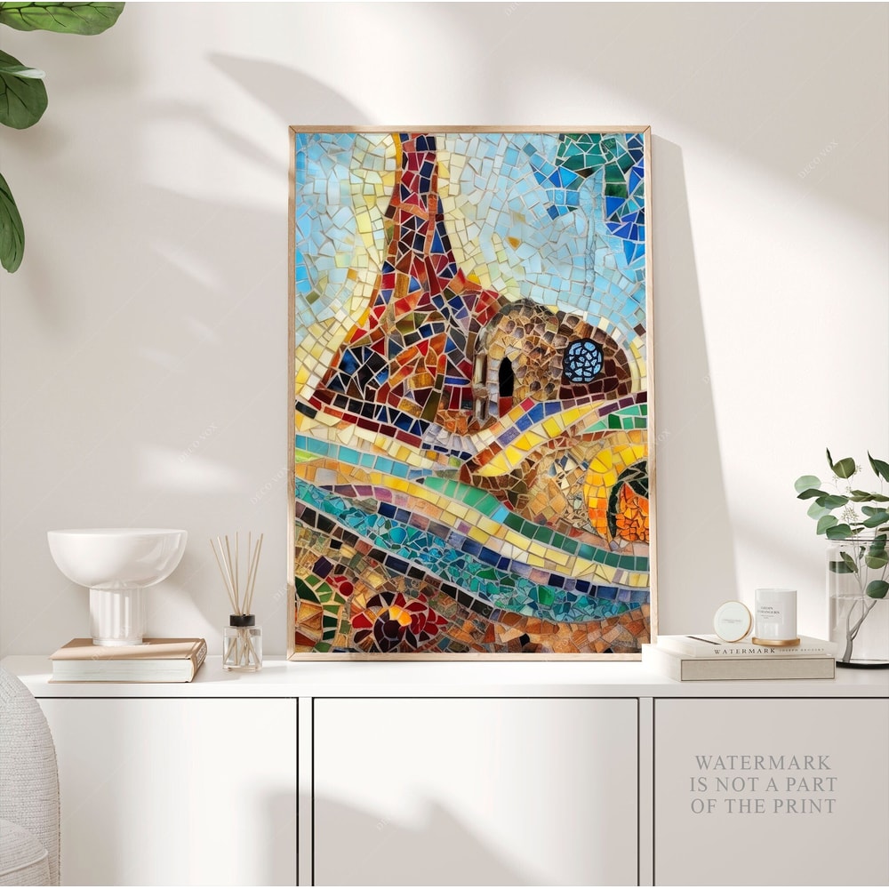 Antoni Gaudi Mosaic Poster, Abstract Park Guell Print, Abstract Art, Modern Art, Expressionism Art, Marble Modern Wall Art, Gift Idea PS0396.jpg