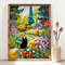 Black Cat Print, Garden Flower Field Cat Poster, Cat Art, Floral Print, Funny Cat print gift, Fowers Poster, Black Kitten Gift Idea PS0510-1.jpg