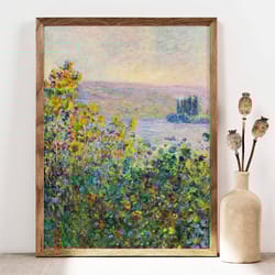 claude monet flower beds poster, flower garden print, monet wall art print, botanical wall art, exibition poster, floral