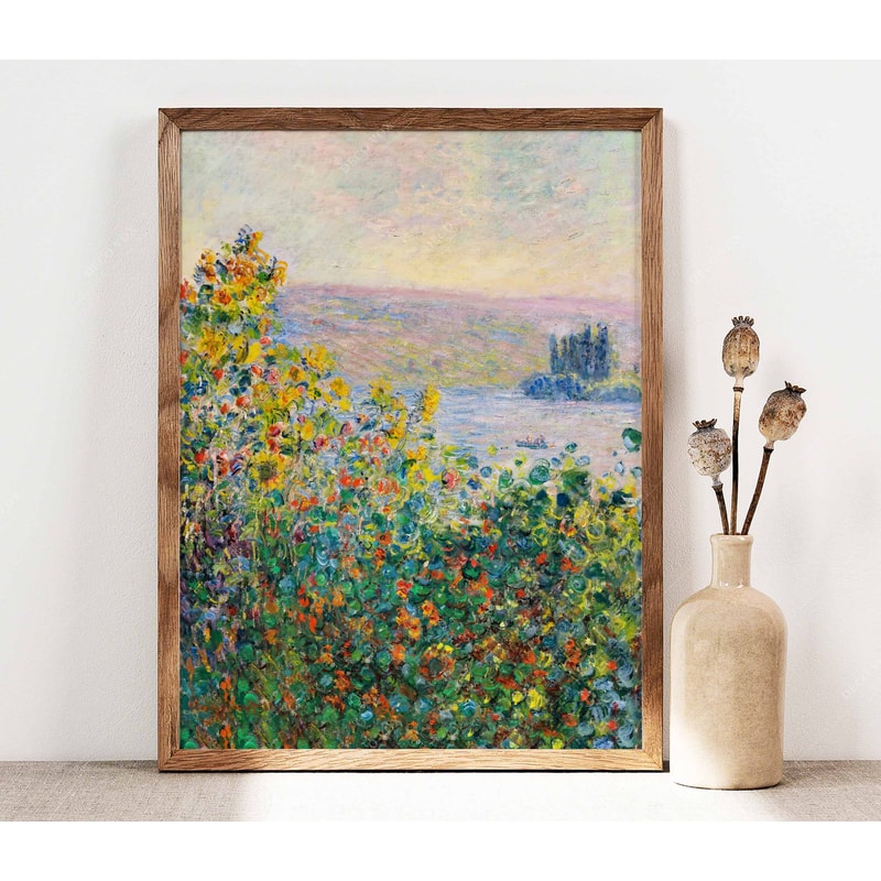 Claude Monet Flower Beds Poster, Flower garden Print, Monet Wall Art Print, Botanical Wall Art, Exibition poster, Floral Gallery Wall PS0408.jpg