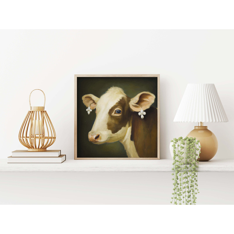 Cow Wall Art, Cute Nursery Prints, Children's Wall decor, Printable, Farm Animal Painting, Pet Portraits-1.jpg