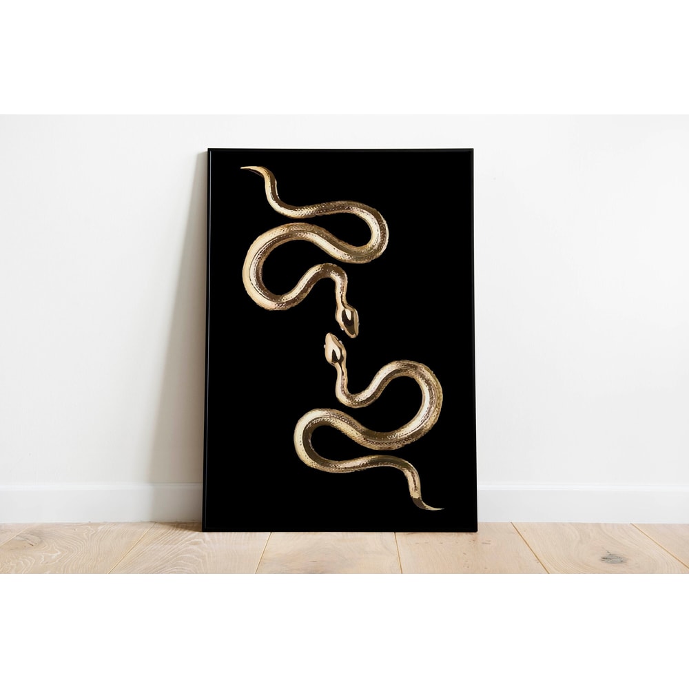 Gold Serpents Print Wall Art, Living Decor, Fashion Prints, Black & Gold, High Fashion, Poster, Wall Art, Paintings.jpg