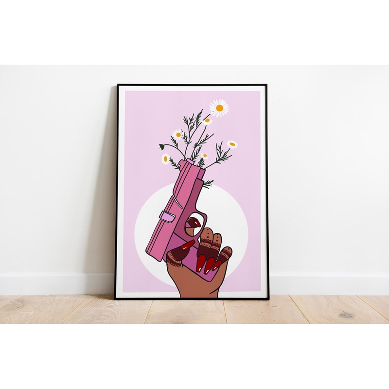 Feminist Wall Art, Fight like a girl Instant Download, Girls poster, Botanical Floral Room decor, World peace poster.jpg