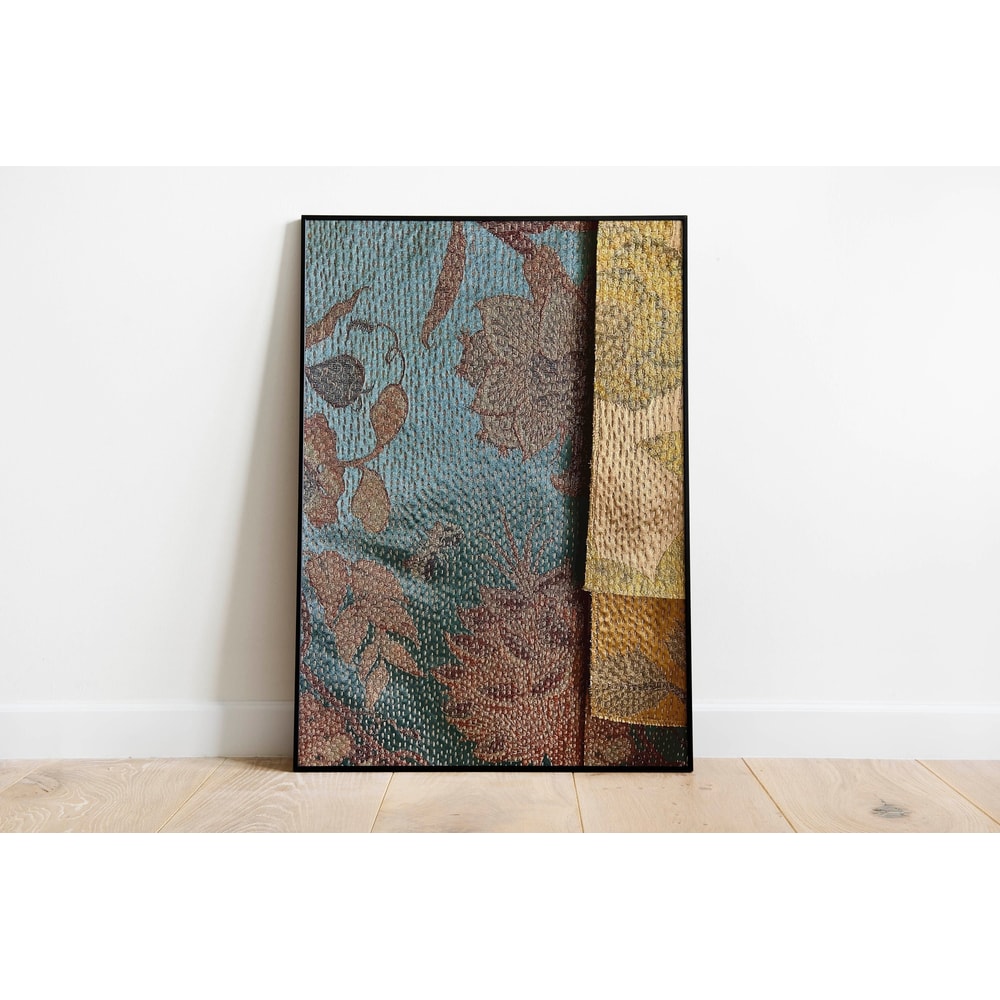 Floral Silk Painting, Living Room decor, Printable, Indian Vintage, Indian Painting, Blue Poster, Wall Art,Paintings,.jpg