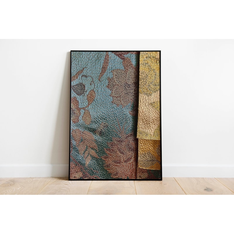 Floral Silk Painting, Living Room decor, Printable, Indian Vintage, Indian Painting, Blue Poster, Wall Art,Paintings,.jpg