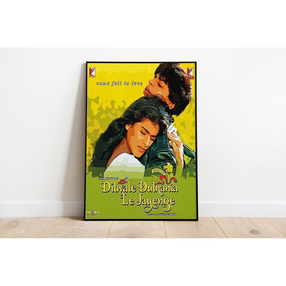 DDLJ Bollywood Movie Poster, Indian Movie, Digital Prints, Instant Download, Vintage Movie Art, Wall Art, Film Poster.jpg
