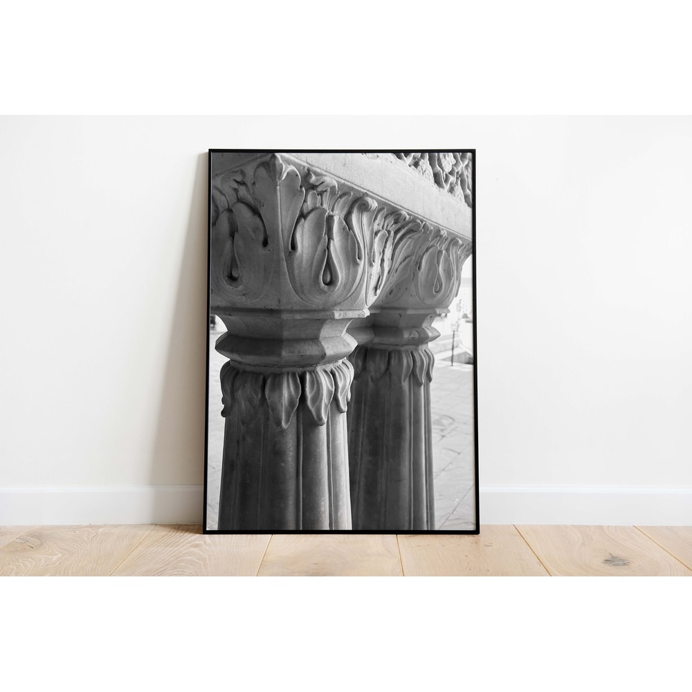 Black and White Indian Travel Print, Palace Pillar Wall Art, Rajasthan Travel Art, Living Room Decor, India Travel Decor.jpg