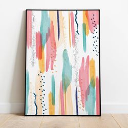 abstract paint wall art, pink painting, printables, modern, girls room decor, nursery poster, poster, wall art, painting