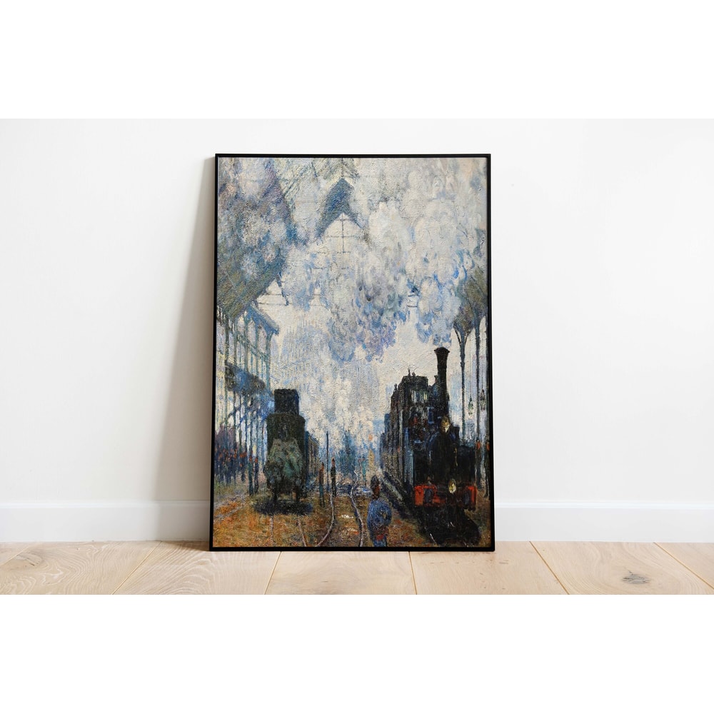 Claude Monet - Arrival of Normandy Train Printable 19th Century French Art Moody Vintage Painting, Home Decor, Wall Art.jpg