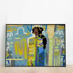 african queen wall art, african american abstract fashion poster, printable instant download, living room decor, bohemia