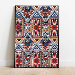 aztec art, printable art, mexican art, digital download, bohemian print, living room wall art, abstract decor, poster, w