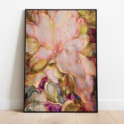 abstract pink flower wall art, floral painting, living room decor, printables, downloadable prints, poster, wall art, p