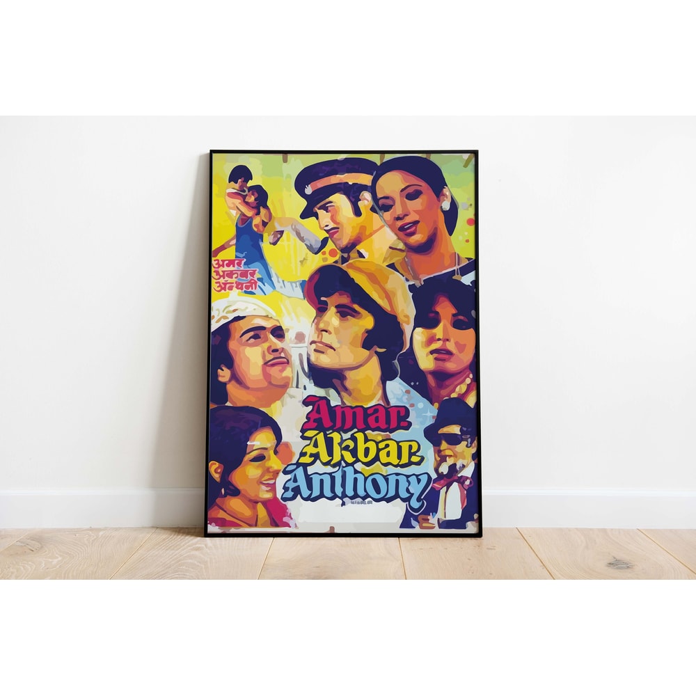 Amar Akbar Antony Bollywood Movie Poster, Indian Movie, Digital Prints, Instant Download, Vintage Movie Art, Wall Art, Film Poster-1.jpg