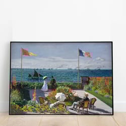 claude monet - garden at sainte-adresse printable vintage french coastal painting impressionist french waterscape eur