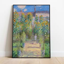 garden with sunflowers famous claude monet painting instant download vintage decor monet botanical print printable wall