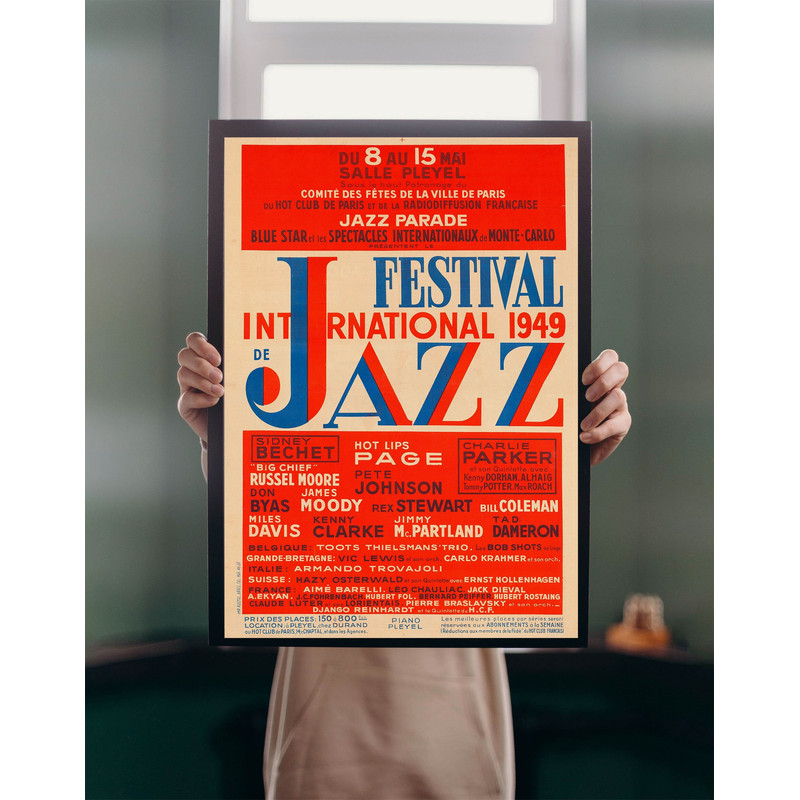 Jazz Festival Paris 1949 POSTER PRINT A5-A1 Concert Music Band Vintage 40s Club Bar Wall Art Decor.jpg
